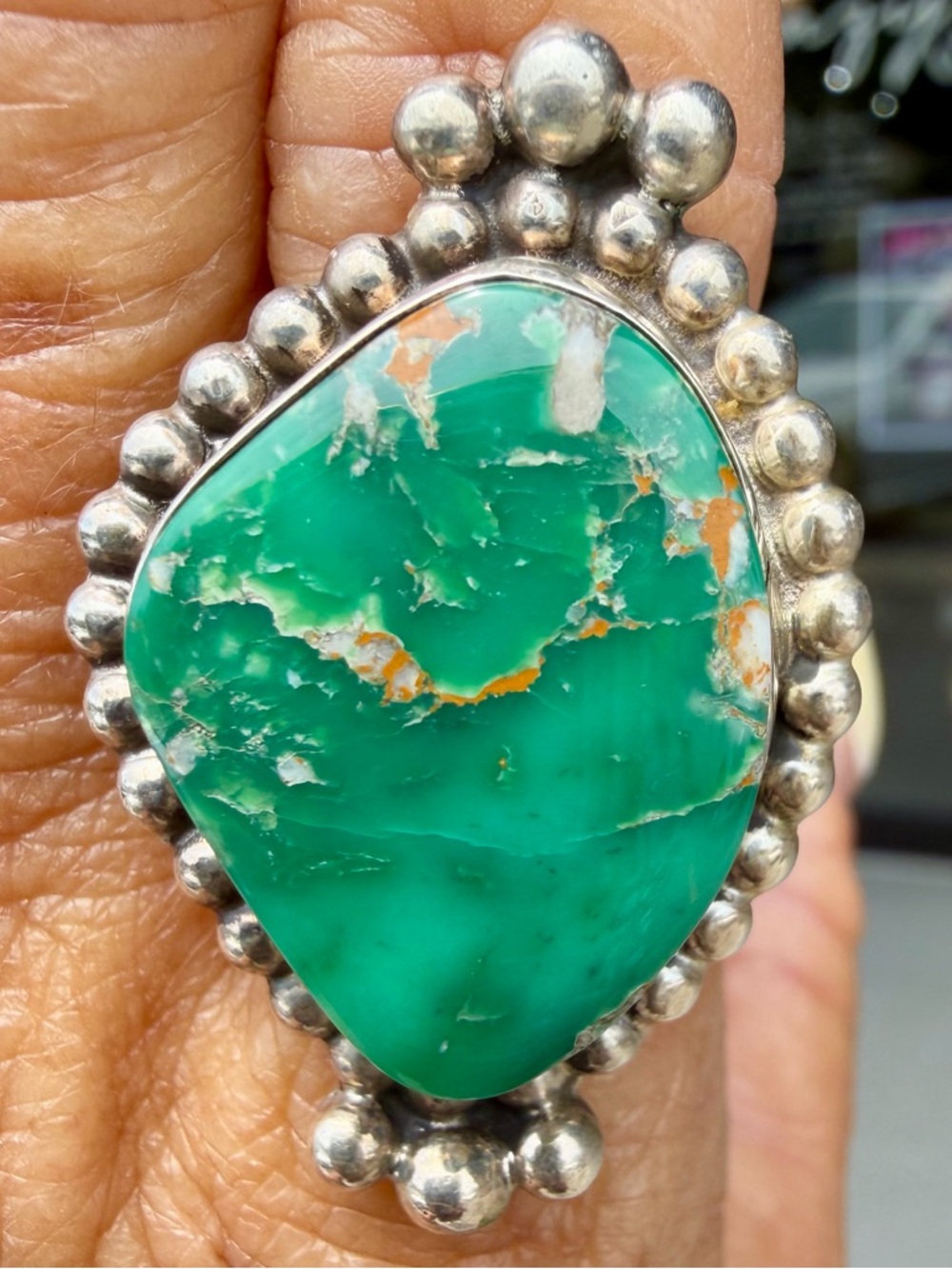 Genuine Turquoise/Sterling silver Adjustable Ring